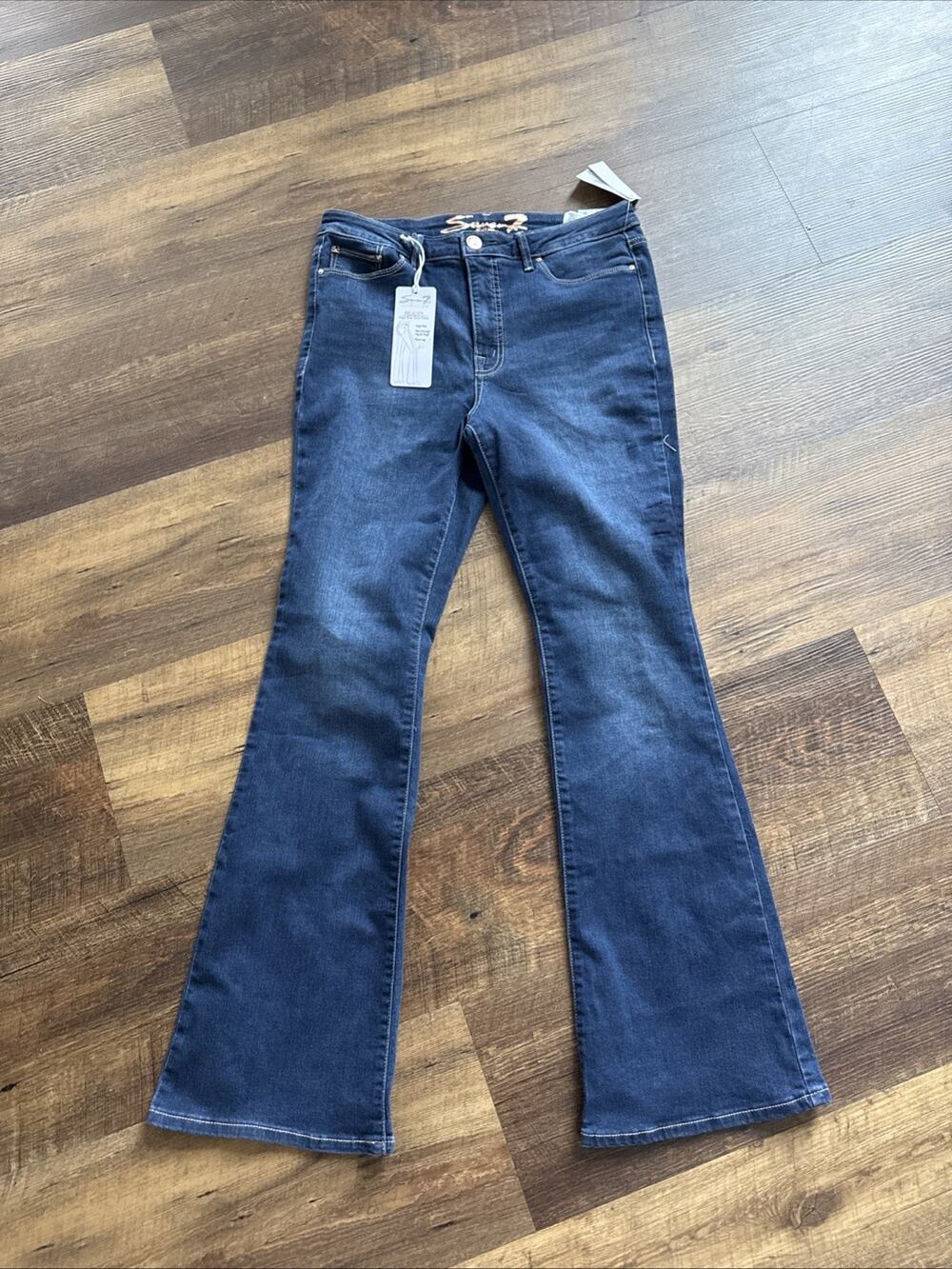 Seven7 Felicity Slim Flare High Rise Blue Denim Jeans Women's 10 New